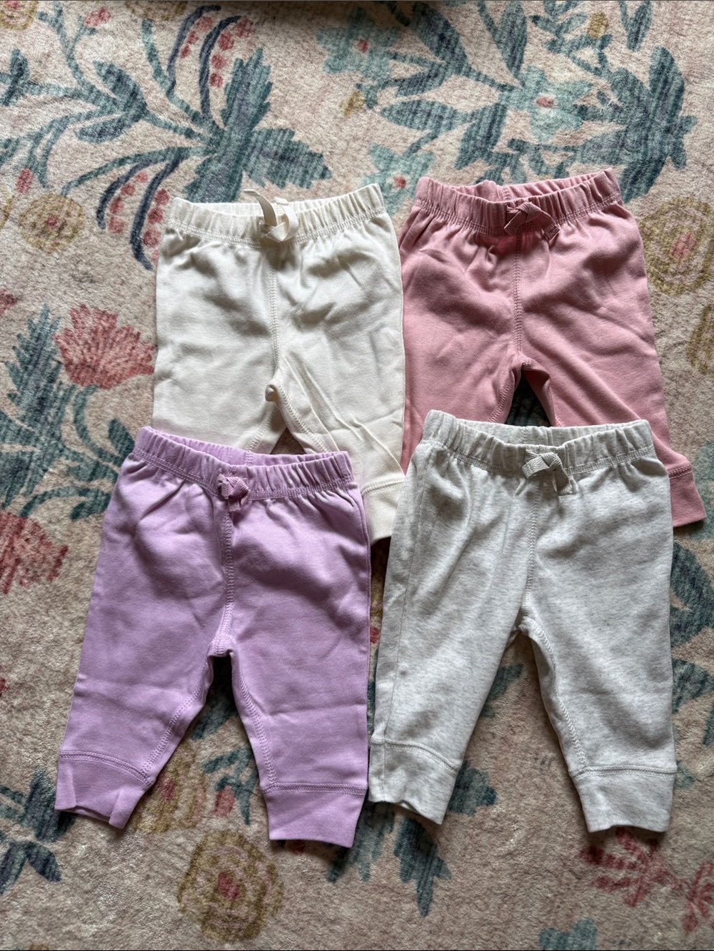 Carters 4 pack - 3 months  Pull-On Knit Bottoms - Pink, Lilac, Cream, Light Gray